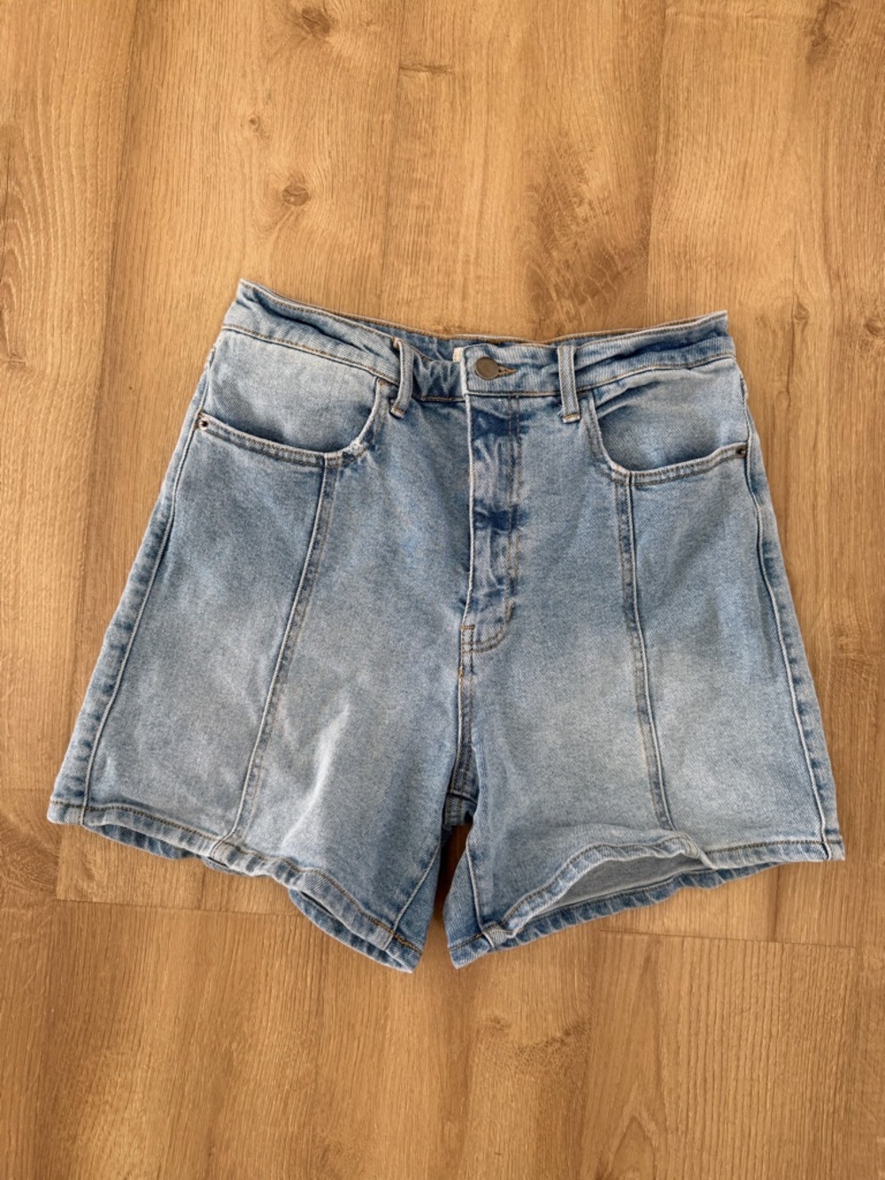 bohme Light Wash High-Rise Denim Shorts